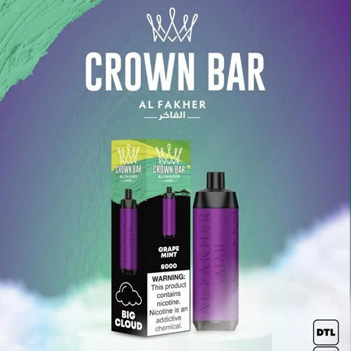 crown bar alfakher grape mint8000 puffs.png